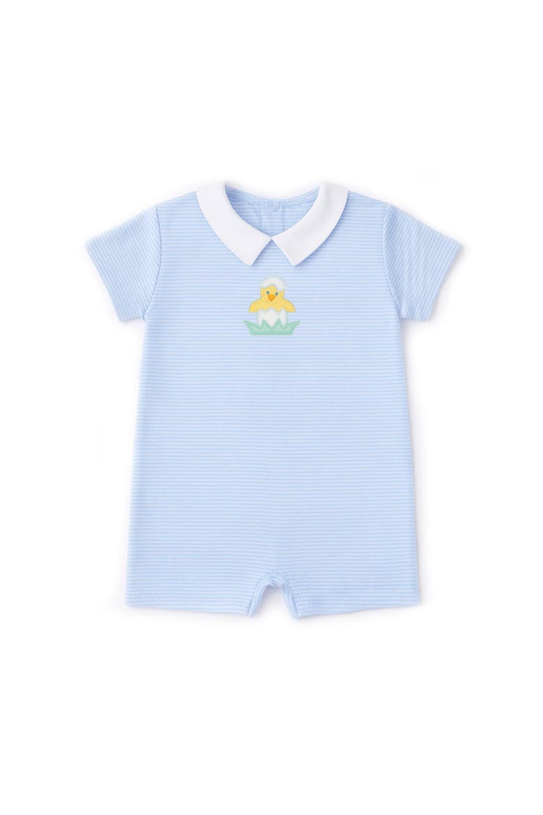 Stripe Knit Shortall With Chick, Main, color, Light Blue/White