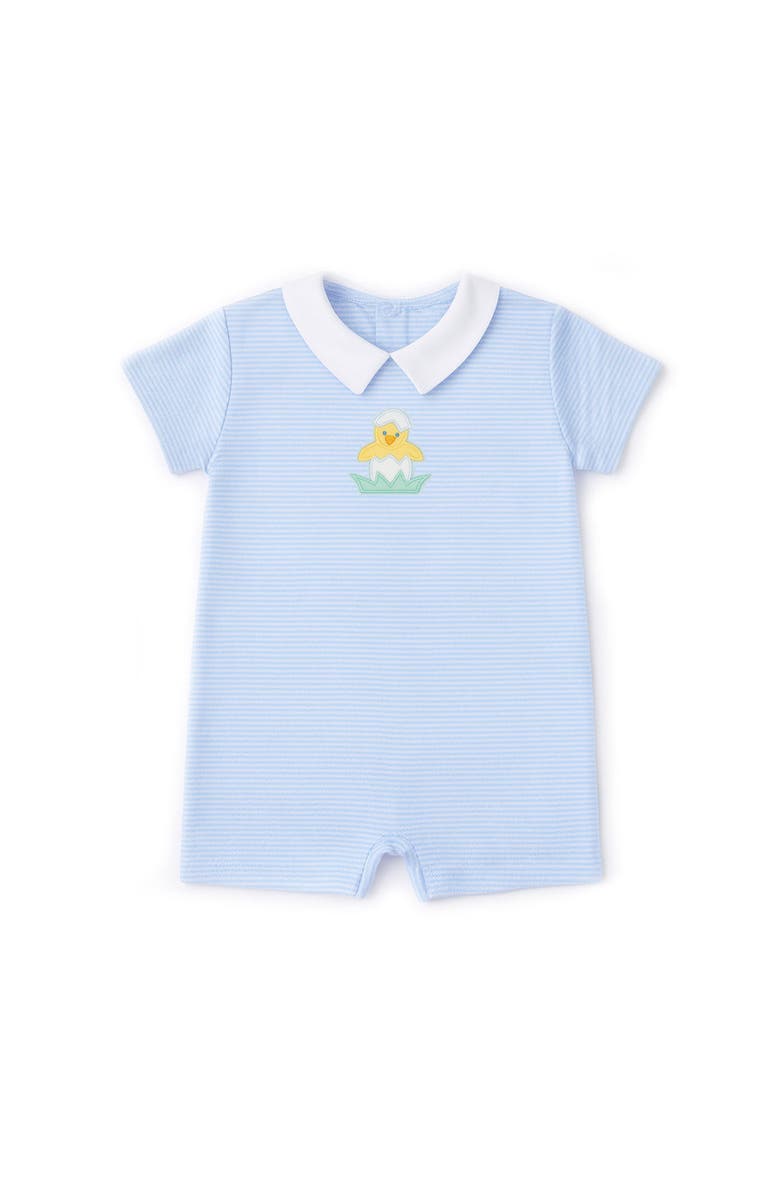 Florence Eiseman Stripe Knit Shortall With Chick, Main, color, Light Blue/White