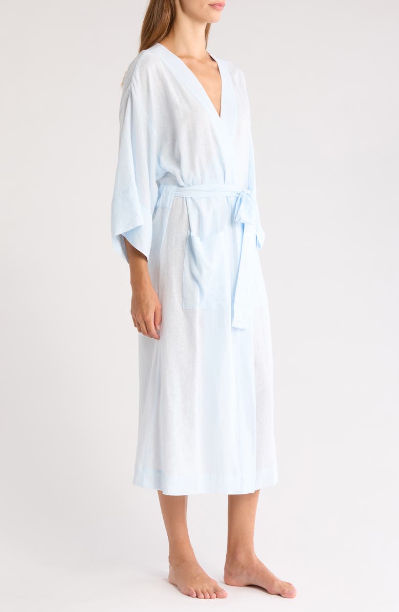 Nordstrom Vacation Linen Blend Robe, Alternate, color, Blue Breeze