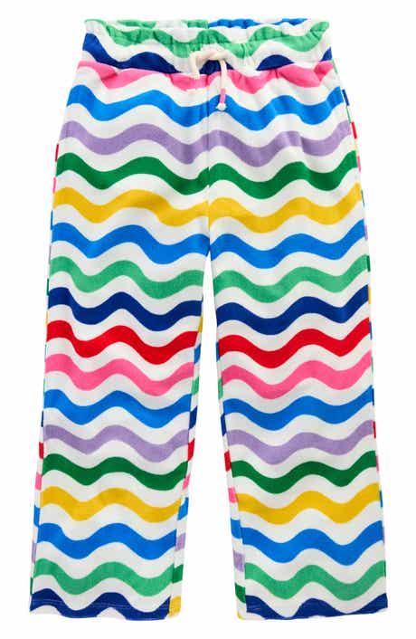 Mini Boden Kids' Wave Stripe Terry Cloth Pull-On Pants