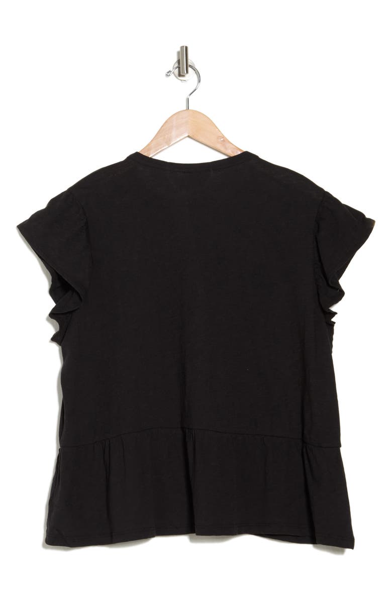 Lucky Brand Embroidered Flutter Sleeve Cotton Top, Alternate, color,