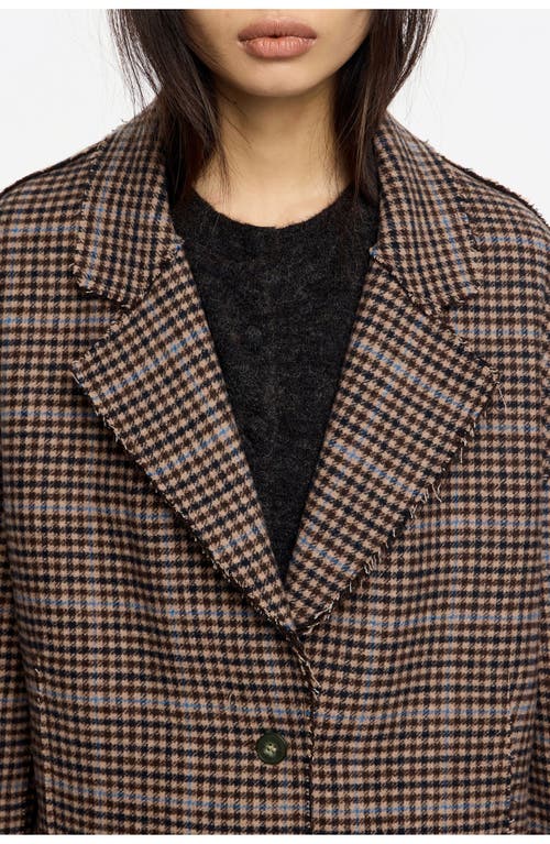 Bimba Y Lola Checked Double-face Raw Finish Coat In Brown