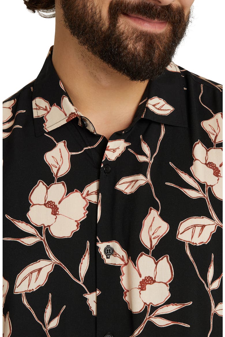 Brixton Floral Short Sleeve Button-Up Shirt, Alternate, color, BLACK