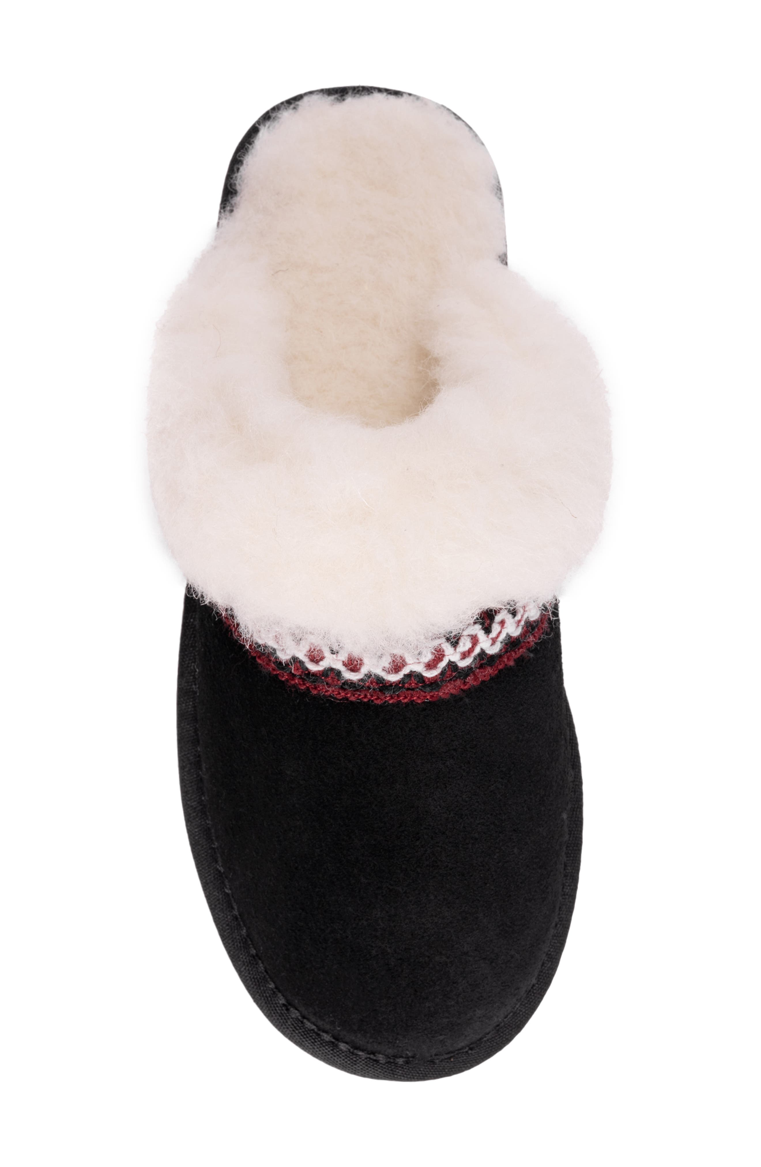 MUK LUKS Dawn Suede Scuff Slipper with Genuine Shearling Trim, Alternate, color, Ebony