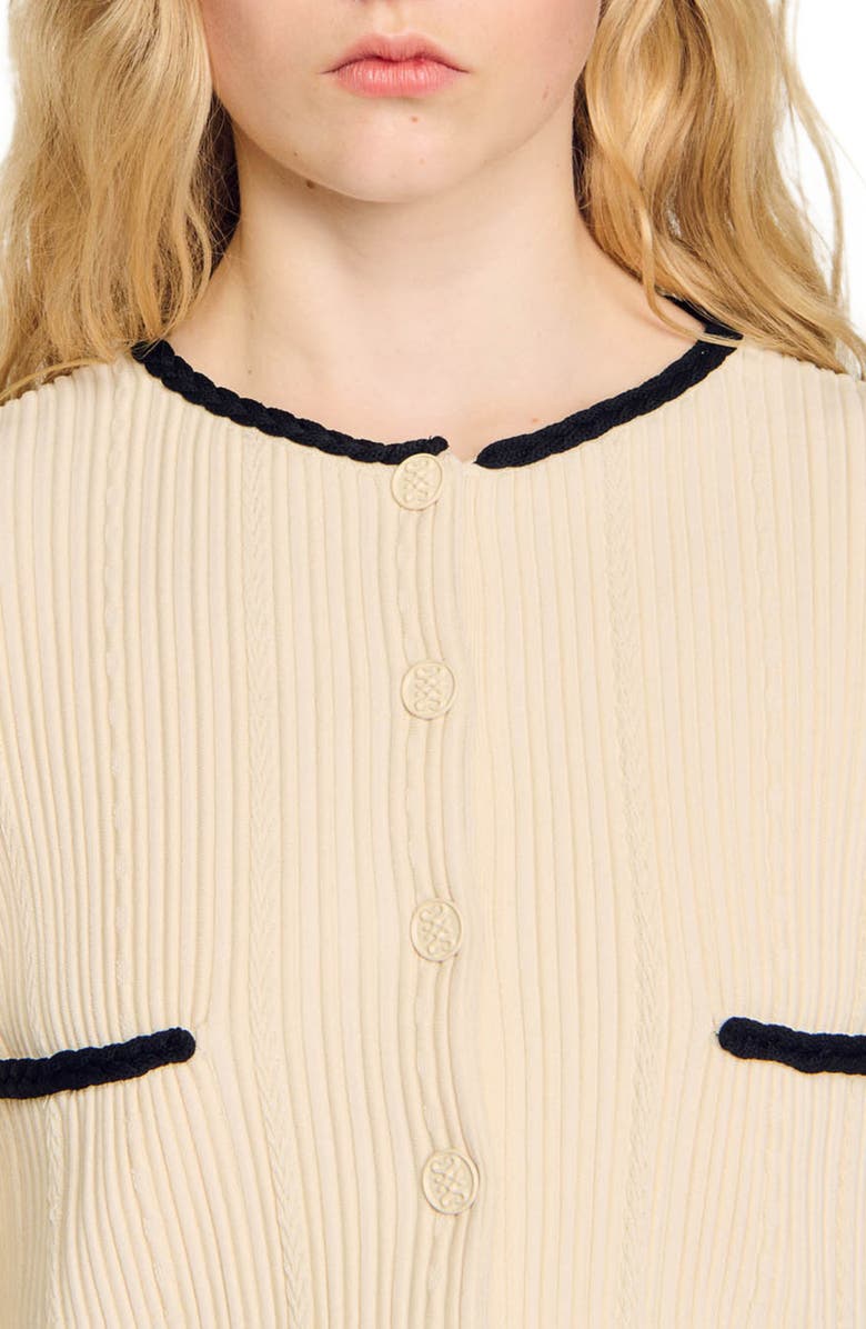 SANDRO Pointelle knit cardigan, Alternate, color, 