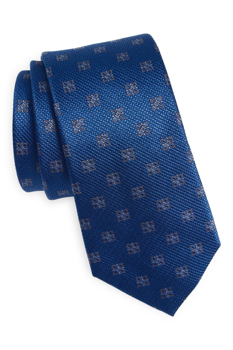 Flower Silk Tie, Main, color, BLUE