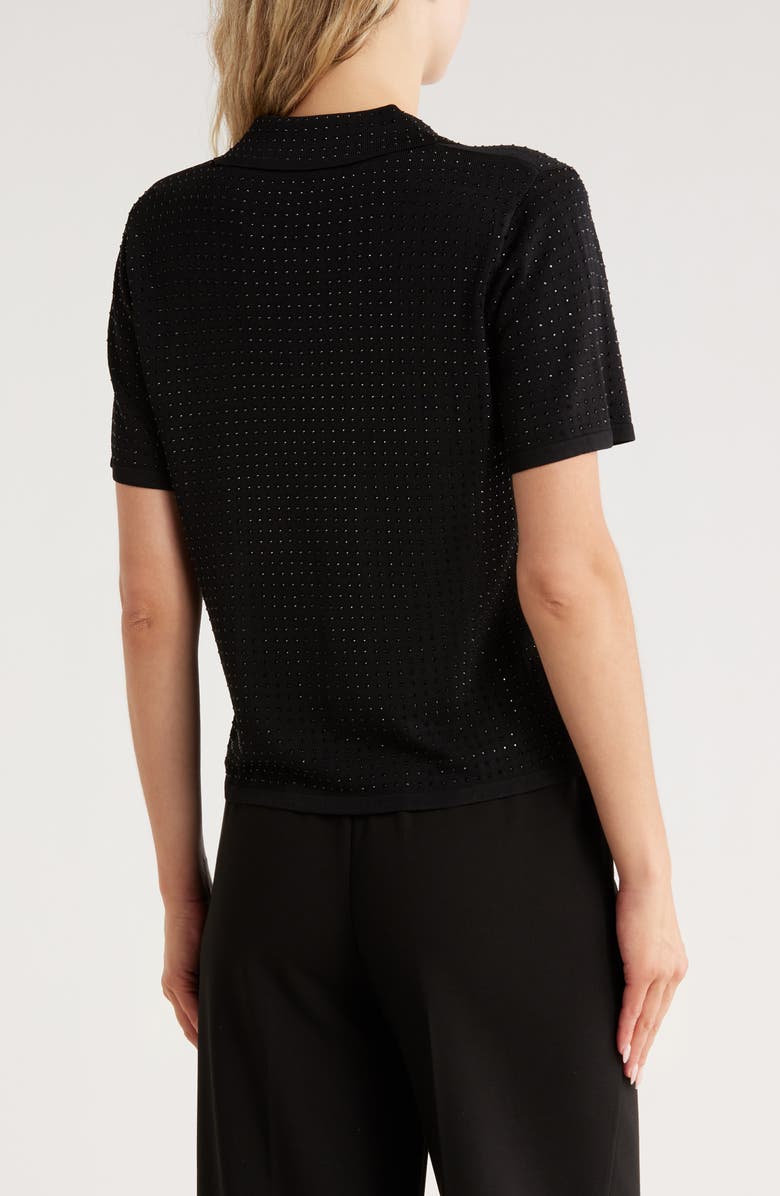 JASON WU Bejeweled Crop Polo Sweater, Alternate, color, Black