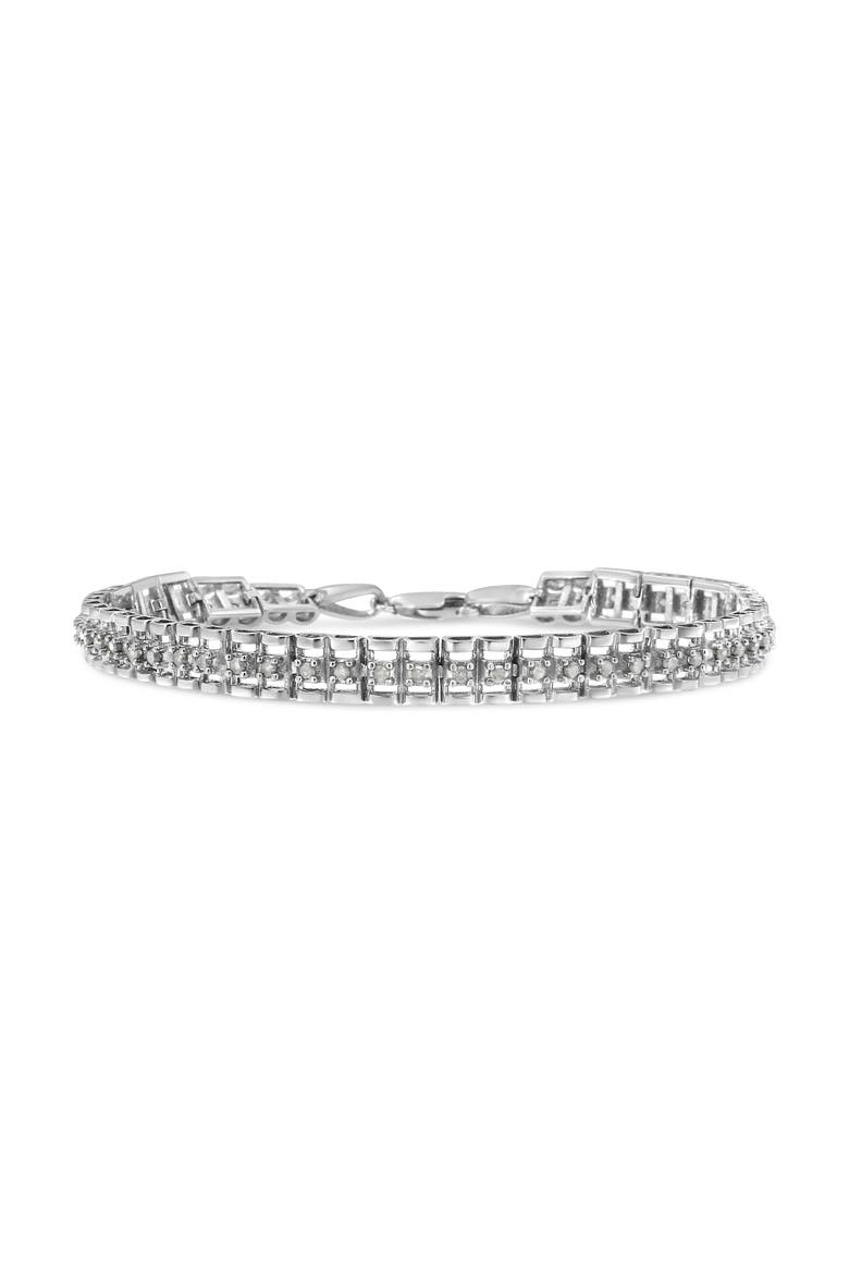 Silver 1.00 Ctw Diamond Double-Link Tennis Bracelet, Main, color, White