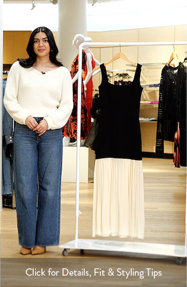 Gia Pleated Mixed Media Midi Tank Dress, sales video thumbnail