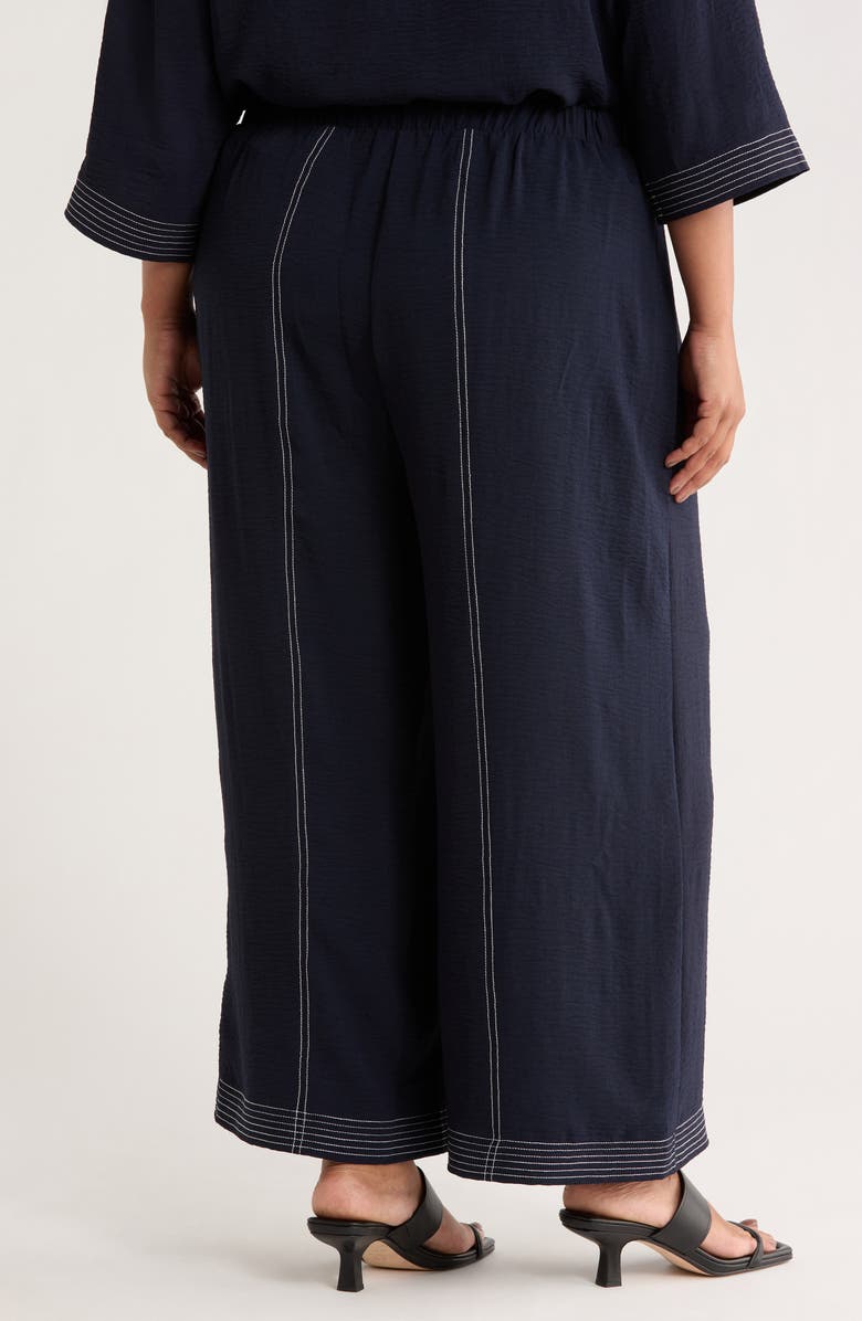 Adrianna Papell Topstitched Woven Pants, Alternate, color, Blue Moon/ Ivory