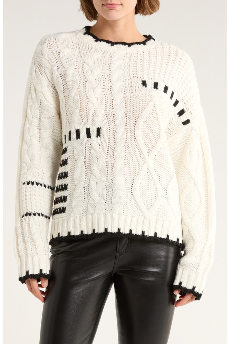 Cable Knit Pullover Sweater, Main, color, IVORY BLACK
