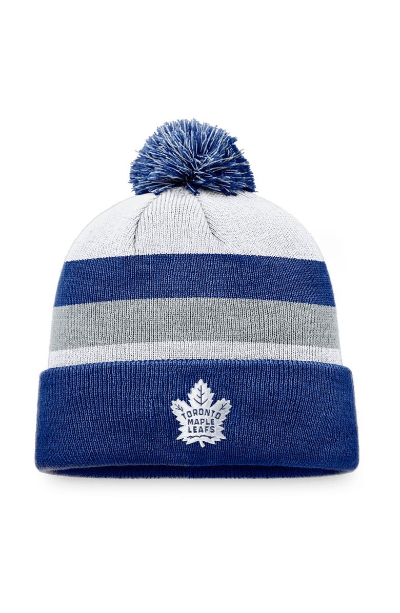 FANATICS Men's Fanatics Branded Blue/Gray Toronto Maple Leafs Fundamental Cuffed Knit Hat with Pom, Main, color, 