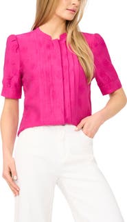 Halogen® Pintuck Pleat Button-Up Top