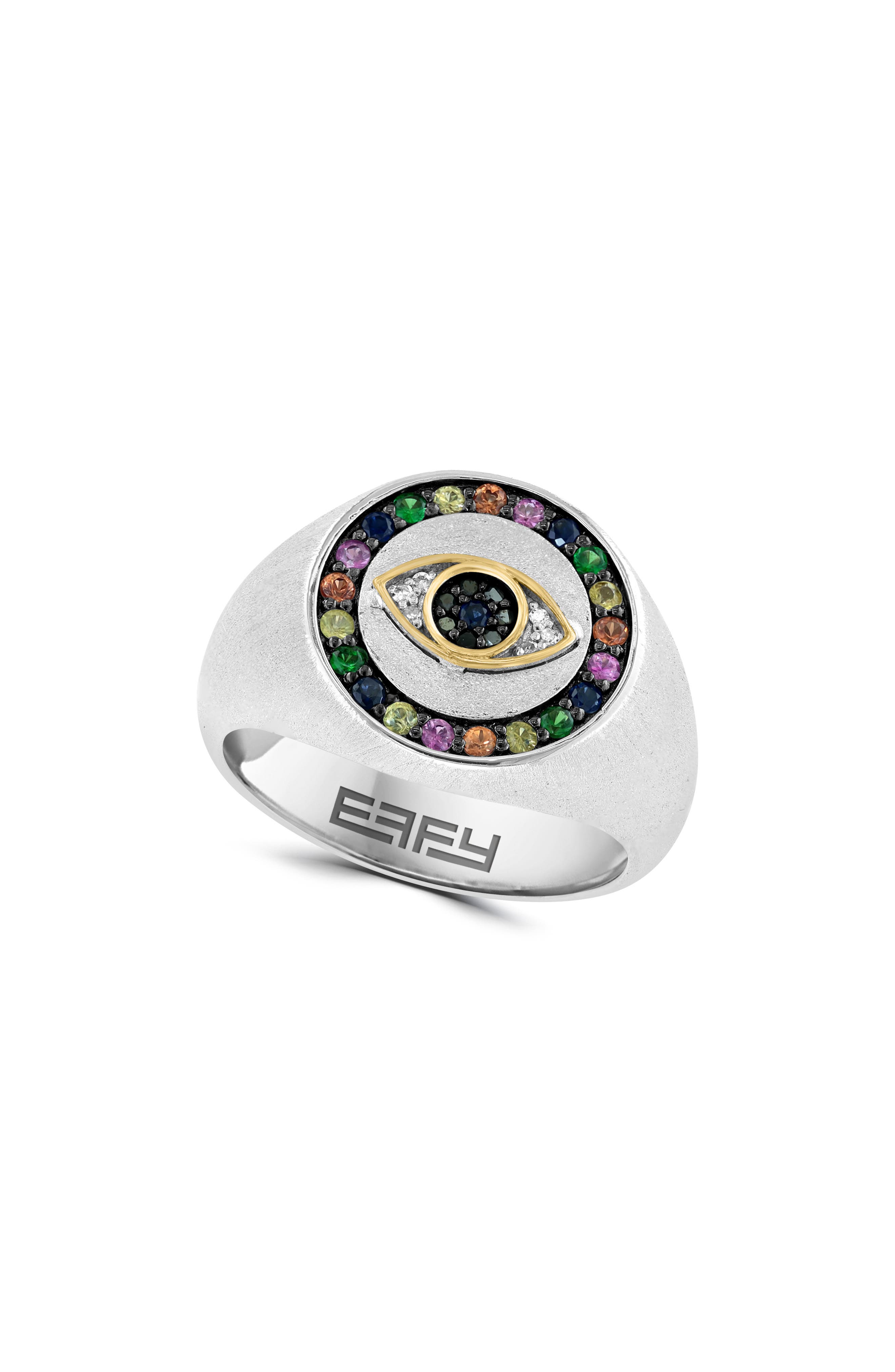 EFFY Sterling Silver & 14K Gold Evil Eye Signet Ring - Size 7 (Women ...