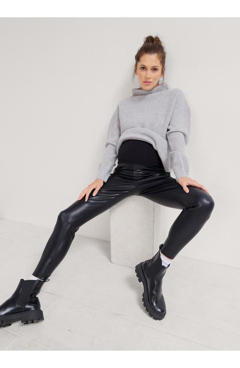 HATCH The Vegan Stretch Leather Legging, Main, color, Black