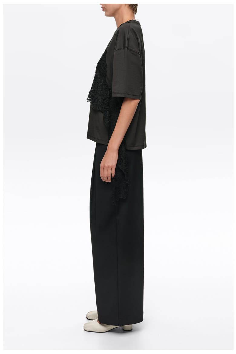 Lace Overlay Boxy T-Shirt, Alternate, color, WASHED BLACK