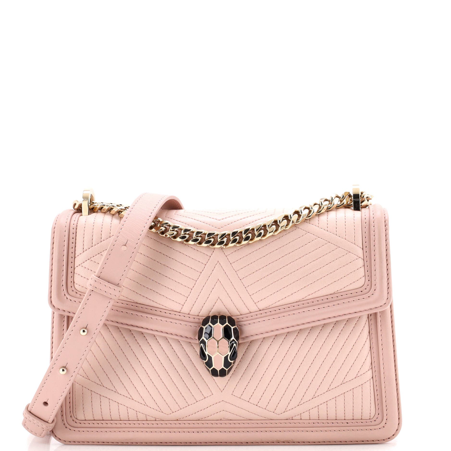 Serpenti Forever Shoulder Bag Quilted Leather Small, Main, color, Pink