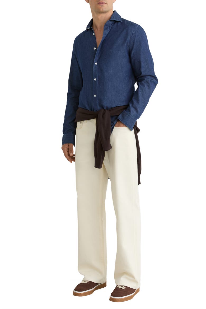 Don Long Sleeve Cotton Shirt, Alternate, color, DARK BLUE WASH