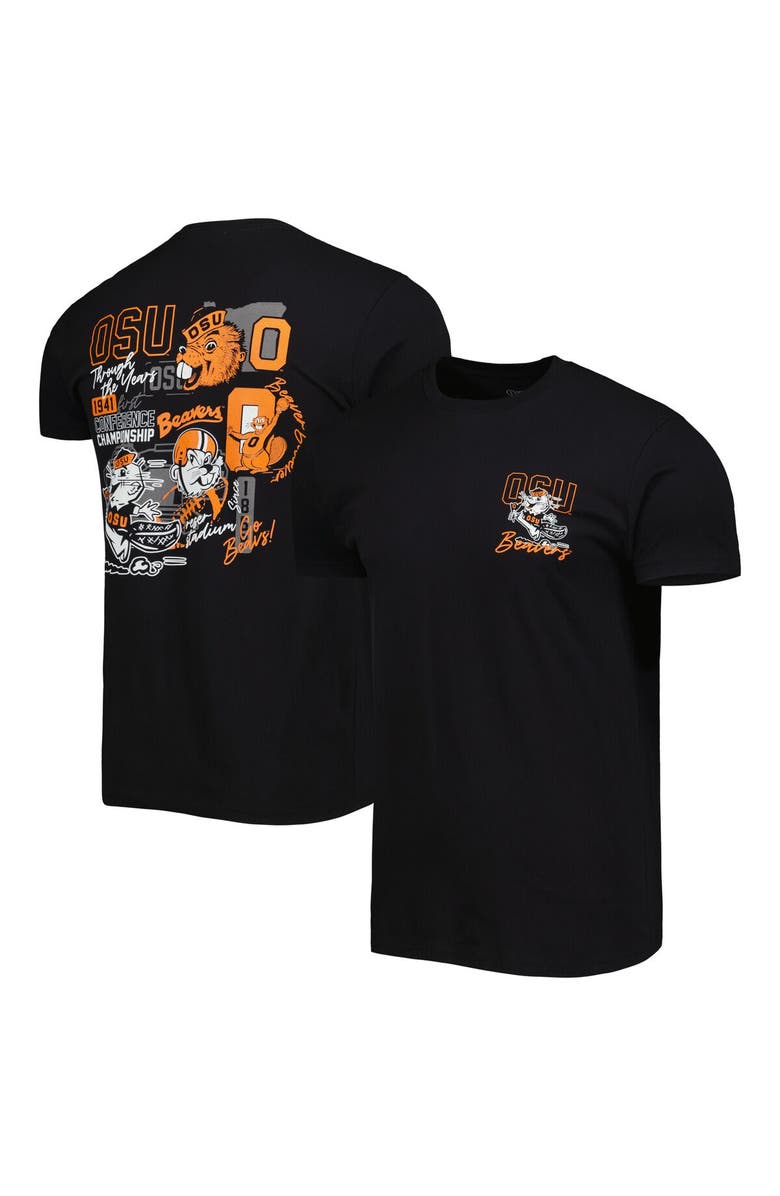 IMAGE ONE Men's Black Oregon State Beavers Vintage Through the Years Two-Hit T-Shirt, Main, color, 