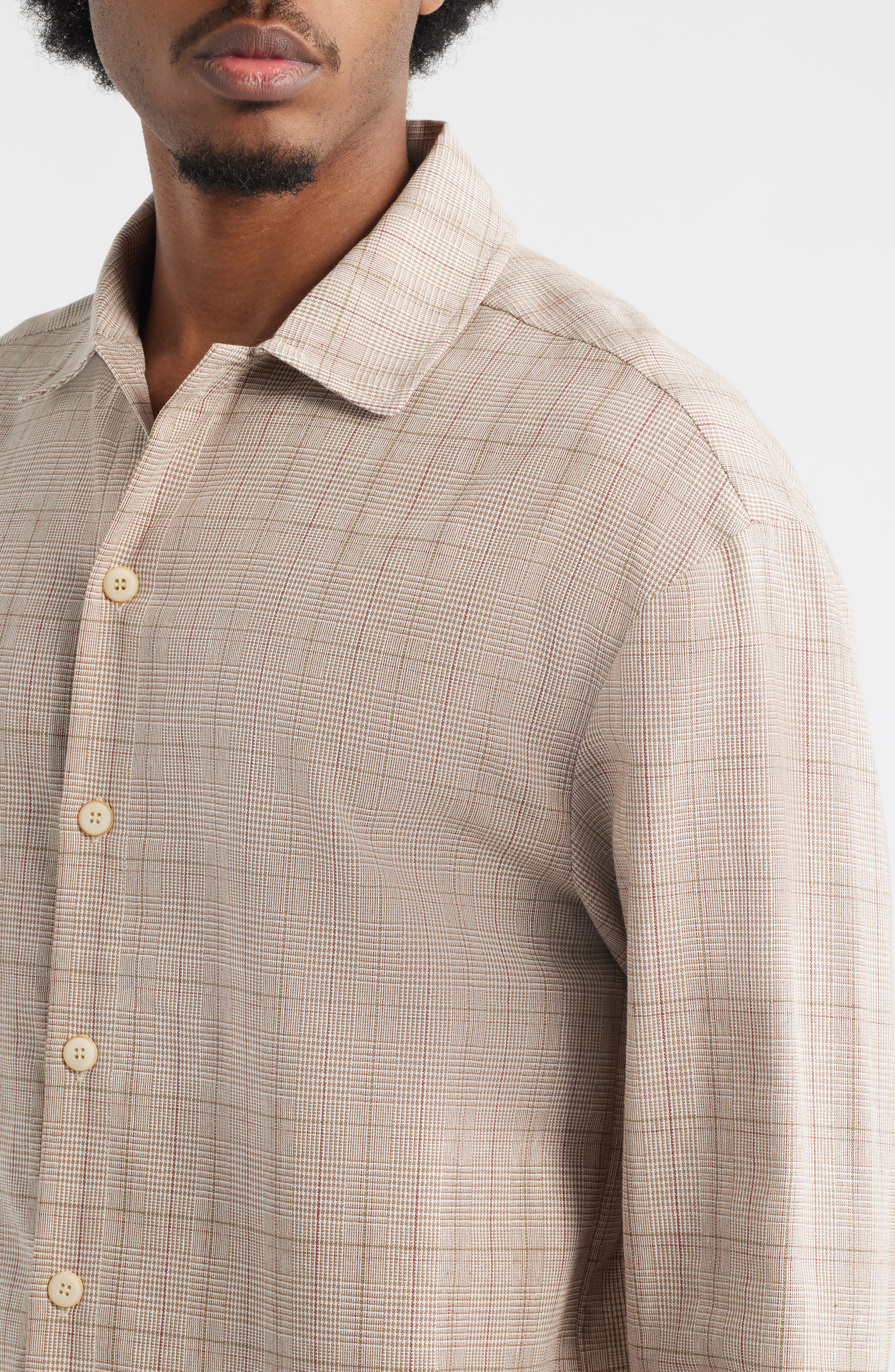 Oversize Plaid Flannel Button-Up Shirt - image 2