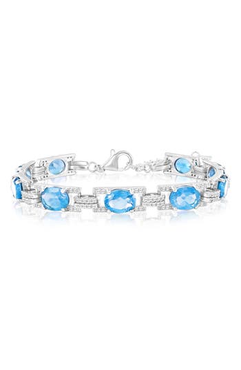 Simona Oval White Topaz Bracelet In Blue