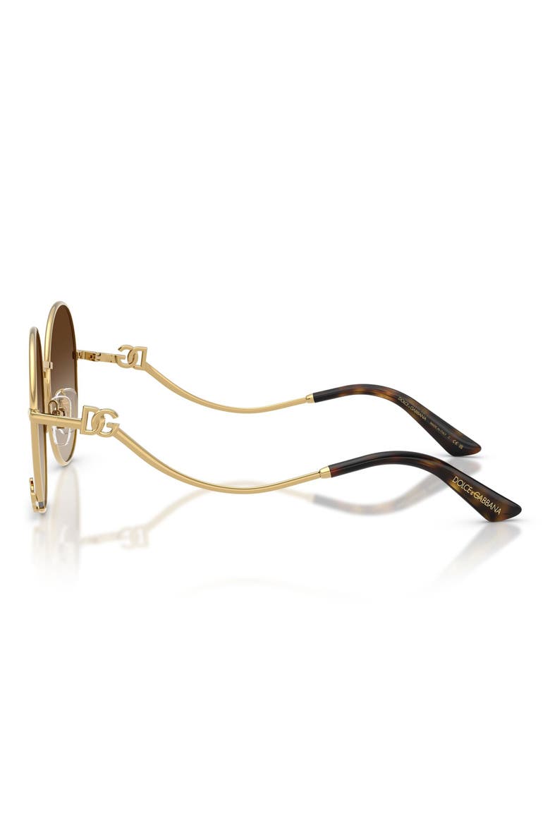 56mm Gradient Round Sunglasses, Alternate, color, GOLD / GRADIENT BROWN
