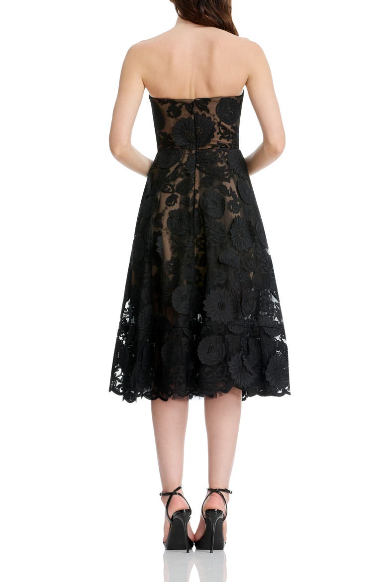 Kailyn Strapless Floral Lace Cocktail Dress, Alternate, color, BLACK-NUDE