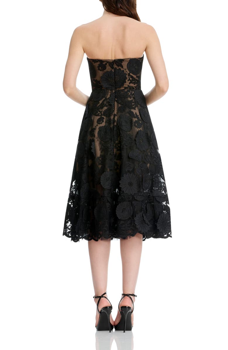Dress the Population Kailyn Strapless Floral Lace Cocktail Dress, Alternate, color, Black-Nude