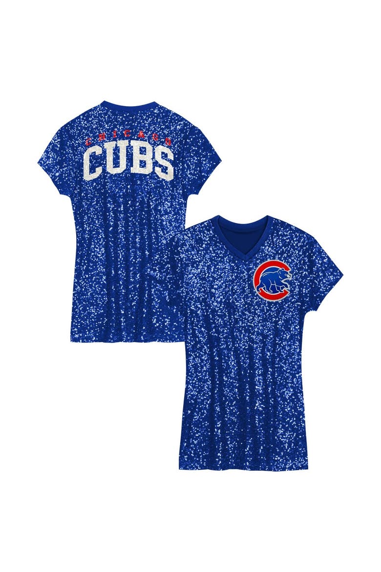Girls Preschool  Royal Chicago Cubs Sequin V-Neck Dress, Alternate, color, Royal