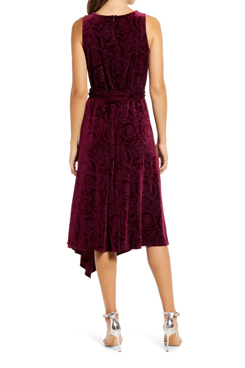 Donna Ricco Cowl Neck Sleeveless A-Line Dress, Alternate, color, WINE