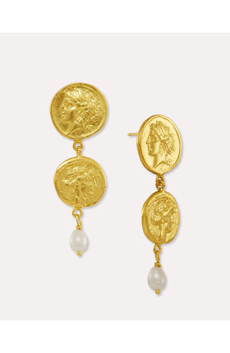 Ottoman Hands Odella Gold And Pearl Drop Stud Earrings, Main, color, 