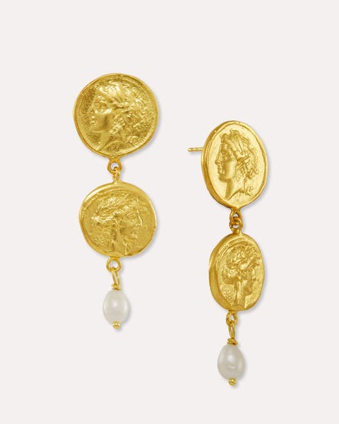 Odella Gold And Pearl Drop Stud Earrings