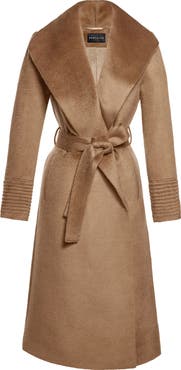SENTALER Shawl Collar Alpaca & Wool Longline Wrap Coat