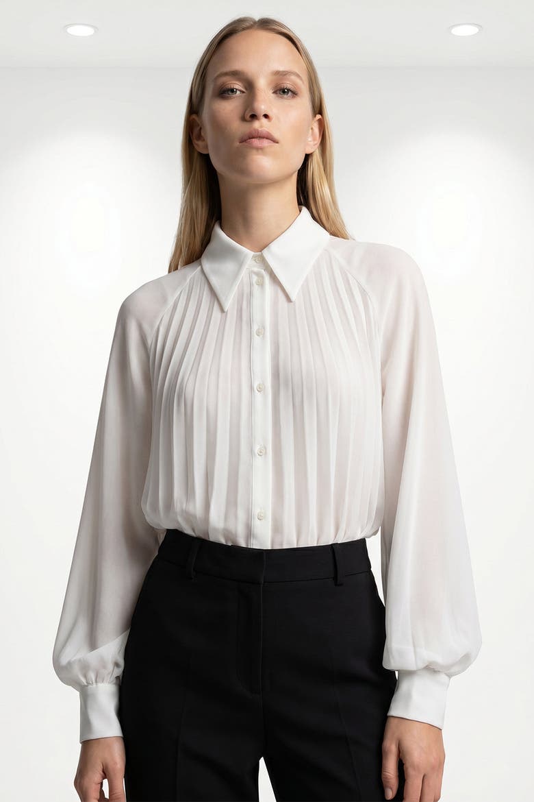 Keyla Long Sleeve Shirt With Buttoned Cuffs, Alternate, color, ECRU
