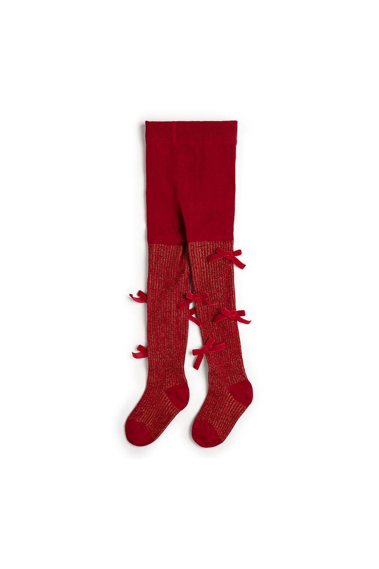 Shimmer Red Velvet Mini Bow Tights, Main, color, Red