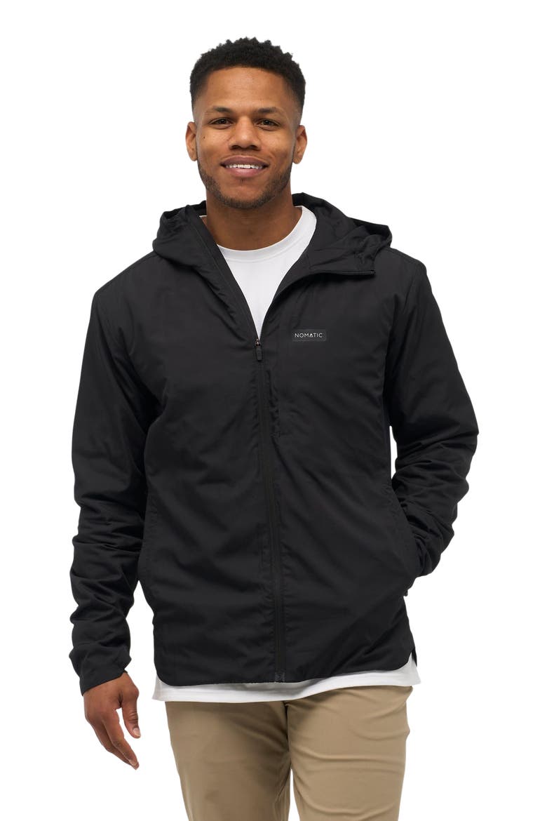 Outset Hooded Water Resistant Travel Jacket, Main, color, Black