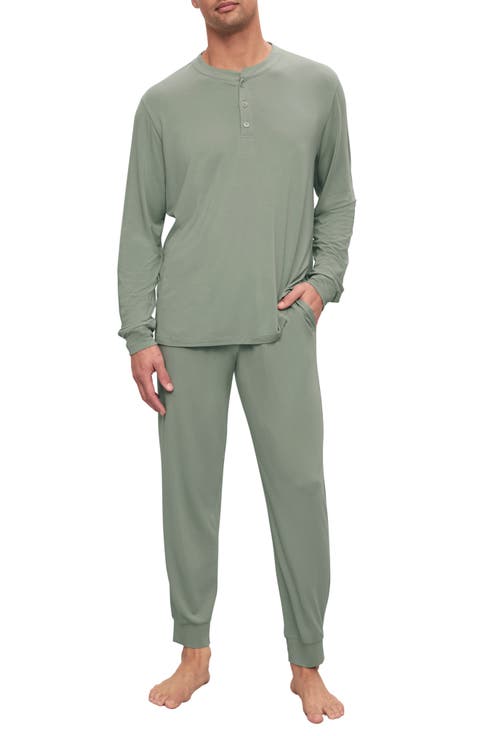 Veseacky Men's Pajama Sets Fleece Long Sleeve Soft Pajamas