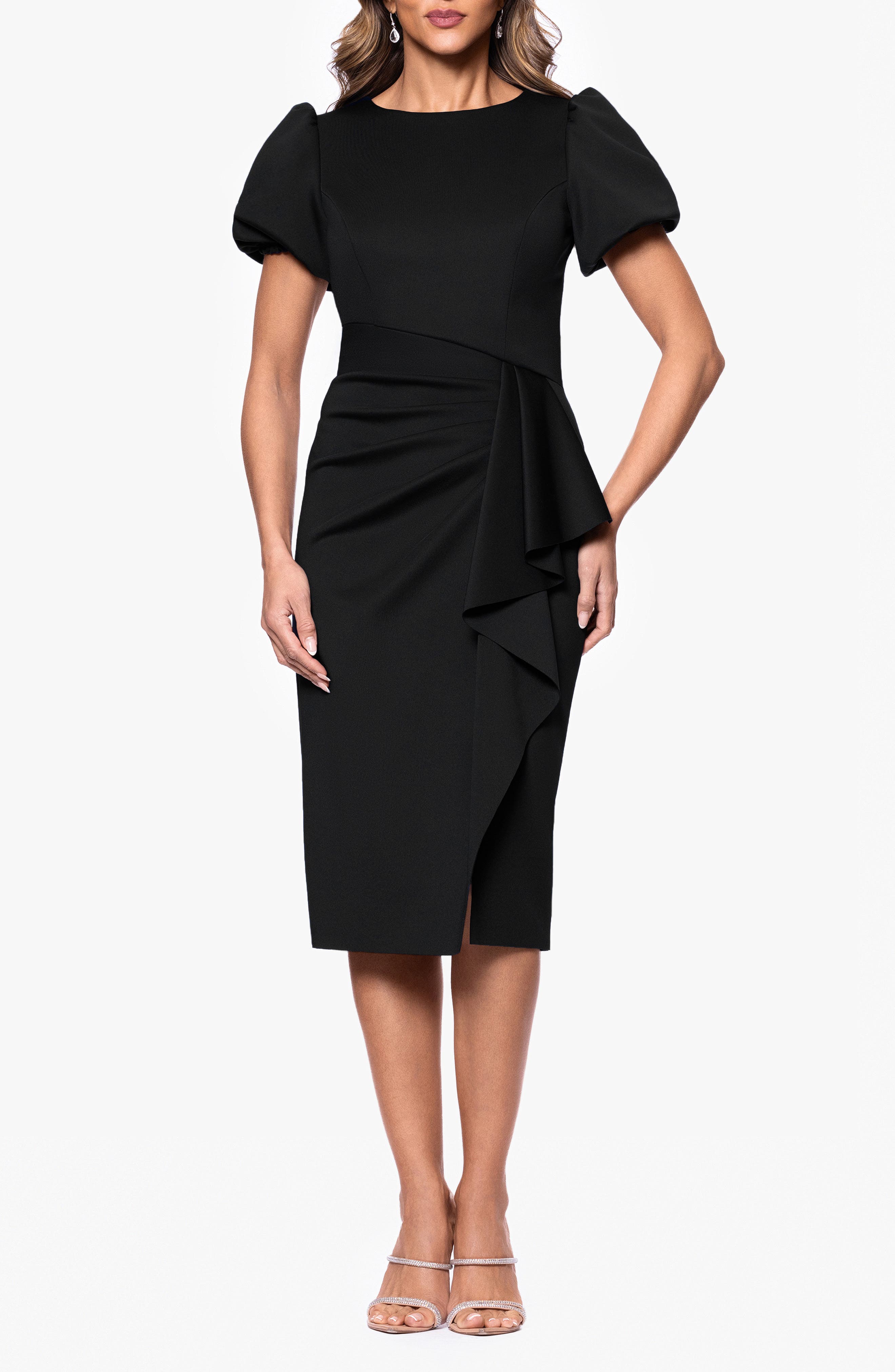 Puff Sleeve Sheath Cocktail Dress