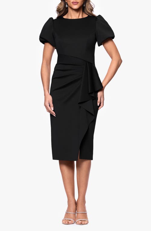 XSCAPE EVENINGS XSCAPE EVENINGS PUFF SLEEVE SHEATH COCKTAIL DRESS