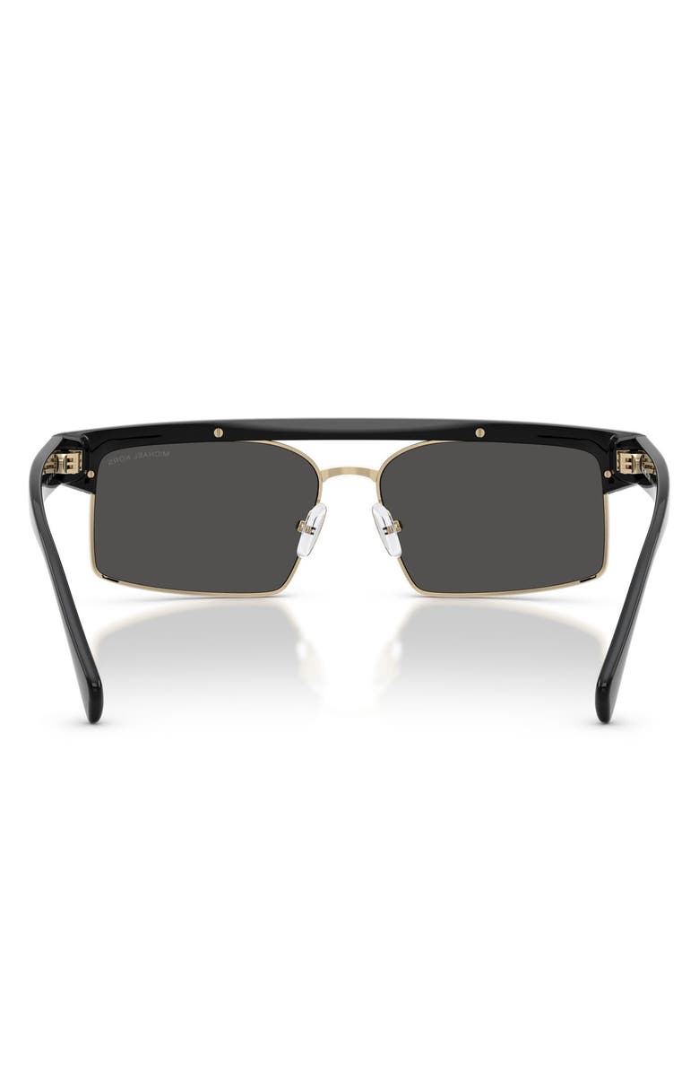 Michael Kors Saint Lucia 59mm Rectangular Sunglasses, Alternate, color, Black / Dark Grey