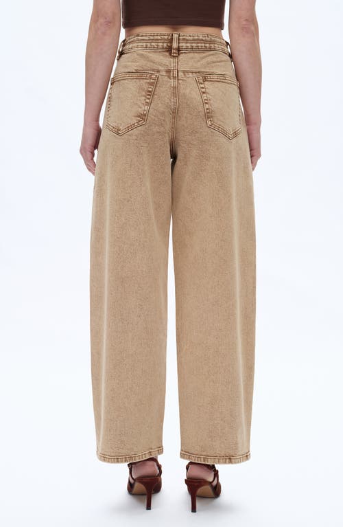 Bayeas Exposed Button High Waist Barrel Jeans In Brown
