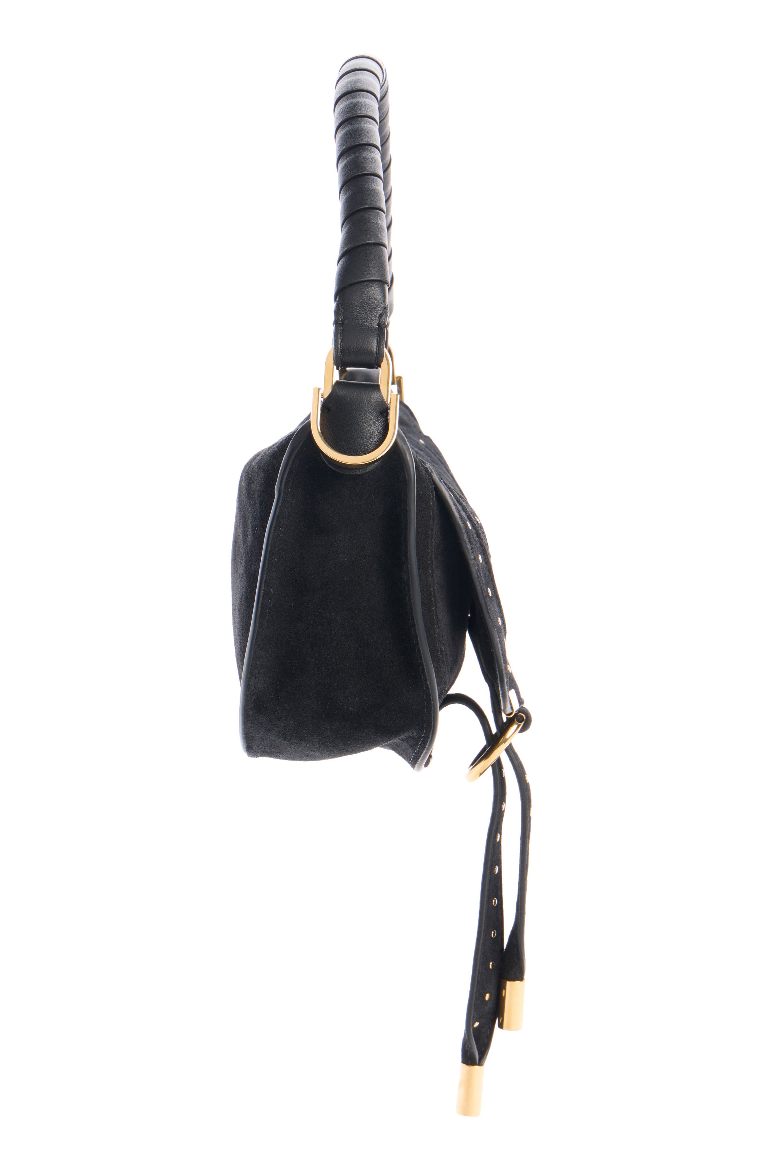 Mini Marcie Suede Camera Shoulder Bag, Alternate, color, BLACK