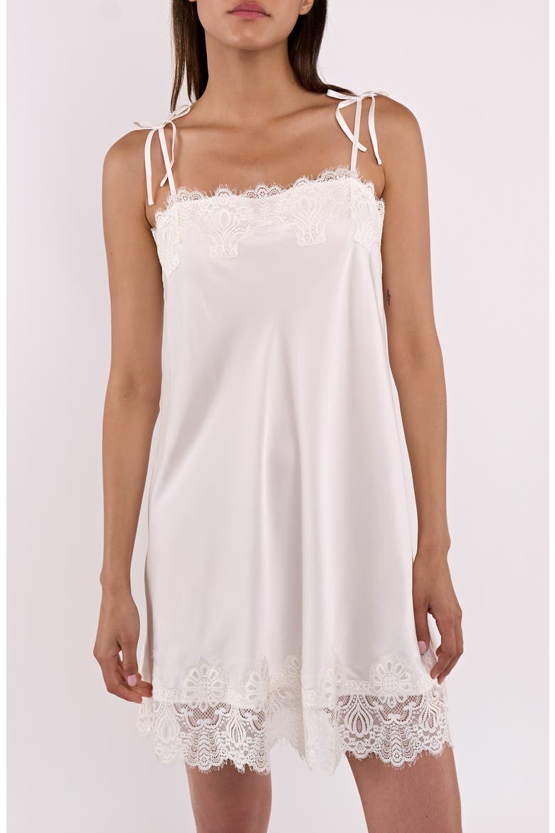 Celeste Lace Trim Chemise, Main, color, IVORY