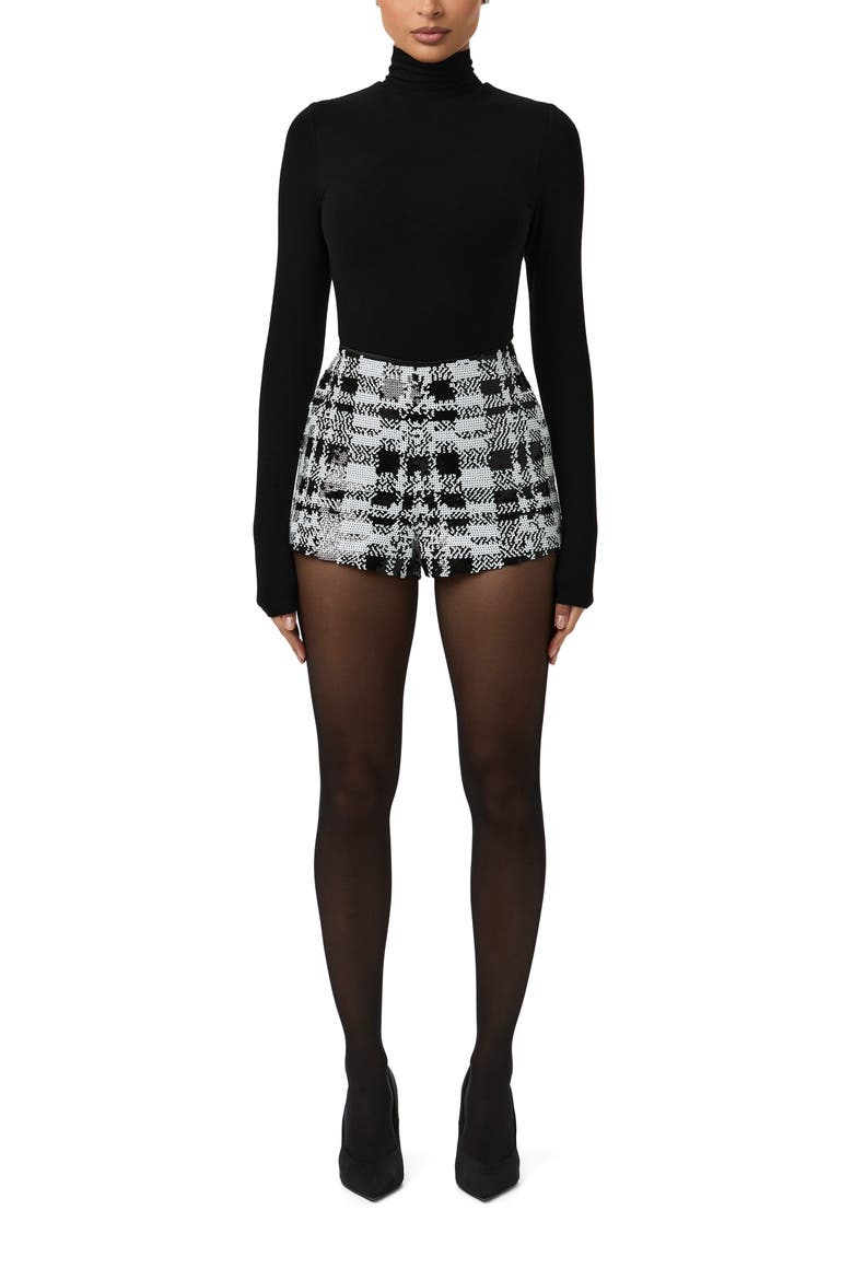 Sequin Shorts, Alternate, color, WHITE/ BLACK PLAID