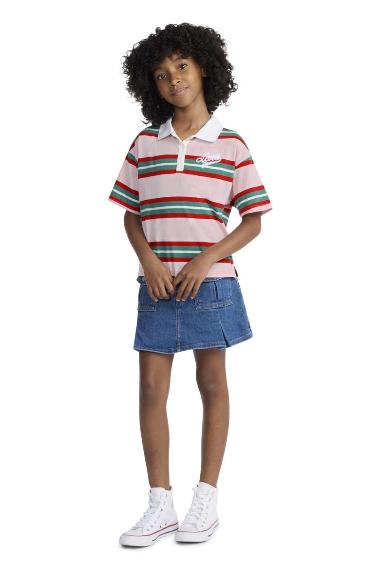 Kids' Stripe Polo, Alternate, color, CYRSTAL ROSE