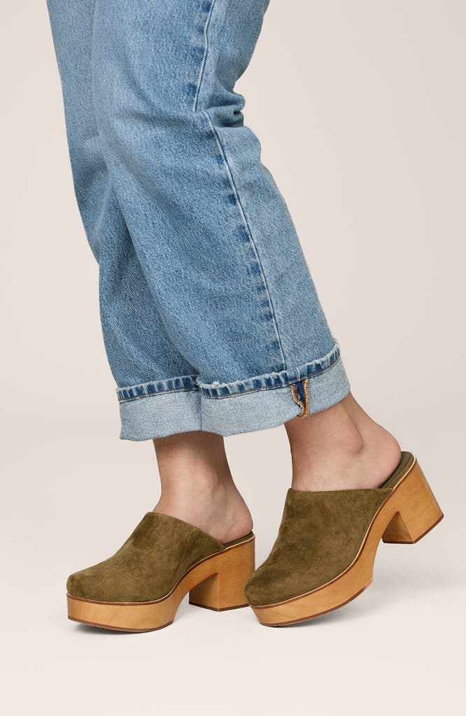 Curran Platform Clog, Alternate, color, Olive