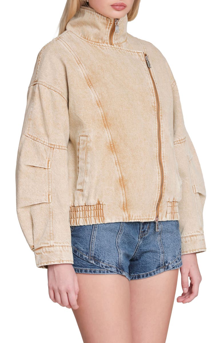 Avec Les Filles Denim Bomber Jacket, Alternate, color, Washed Khaki