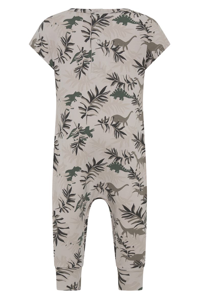 Dino Park Stretch Cotton Romper, Alternate, color, BEIGE MULTI