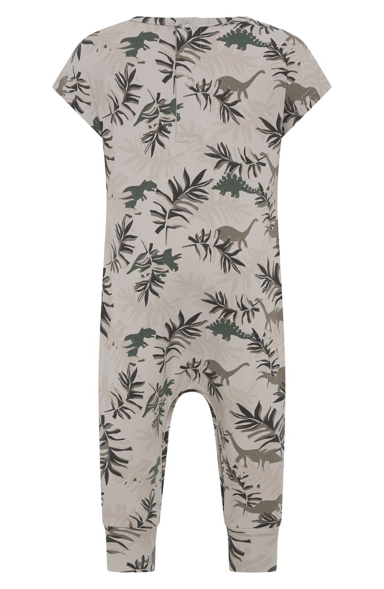 TINY TRIBE Dino Park Stretch Cotton Romper, Alternate, color, Beige Multi
