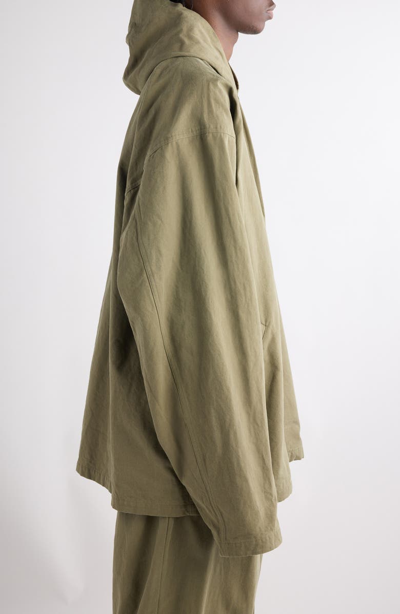 Balenciaga Oversize Cotton Hooded Jacket, Alternate, color, 3420 Linden